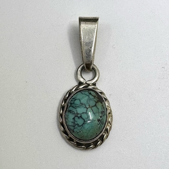 Turquoise and Sterling Silver Pendant - Picture 3 of 5